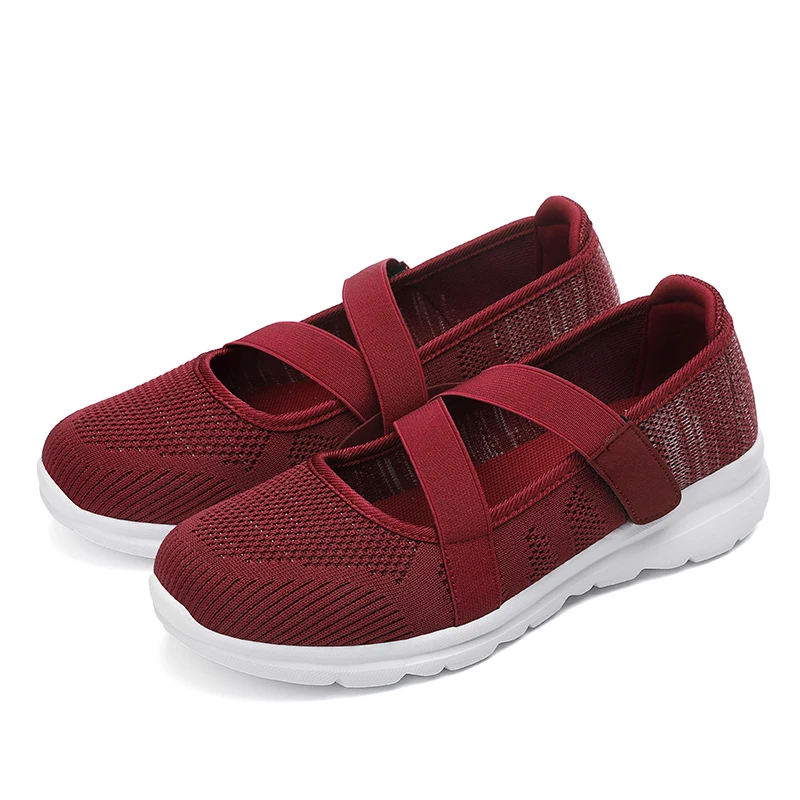 

2021 NEW Style Factory Women Casual Shoes Fashion Breathable Walking Mesh Lace Up Flat Shoes Comfortable Sneakers, Black.grey.claret.blue