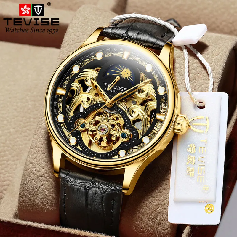 

Top Brand Luxury Men Mechanical Watches Automatic Self-Wind High Quality Steel Wristwatch Skeleton Watches, Optional