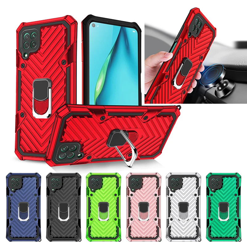 

Hot Sale 360 Ring Magnetic Car Kickstand Shockproof PC+TPU Phone Case For huawei p40 lite, 7 colors