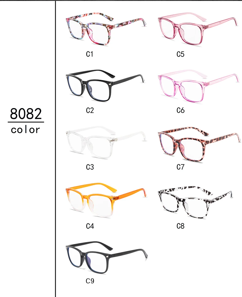 
8082 hot sale fashion classic frame anti blue light blocking computer reading glasses eyewear for men women high quality 