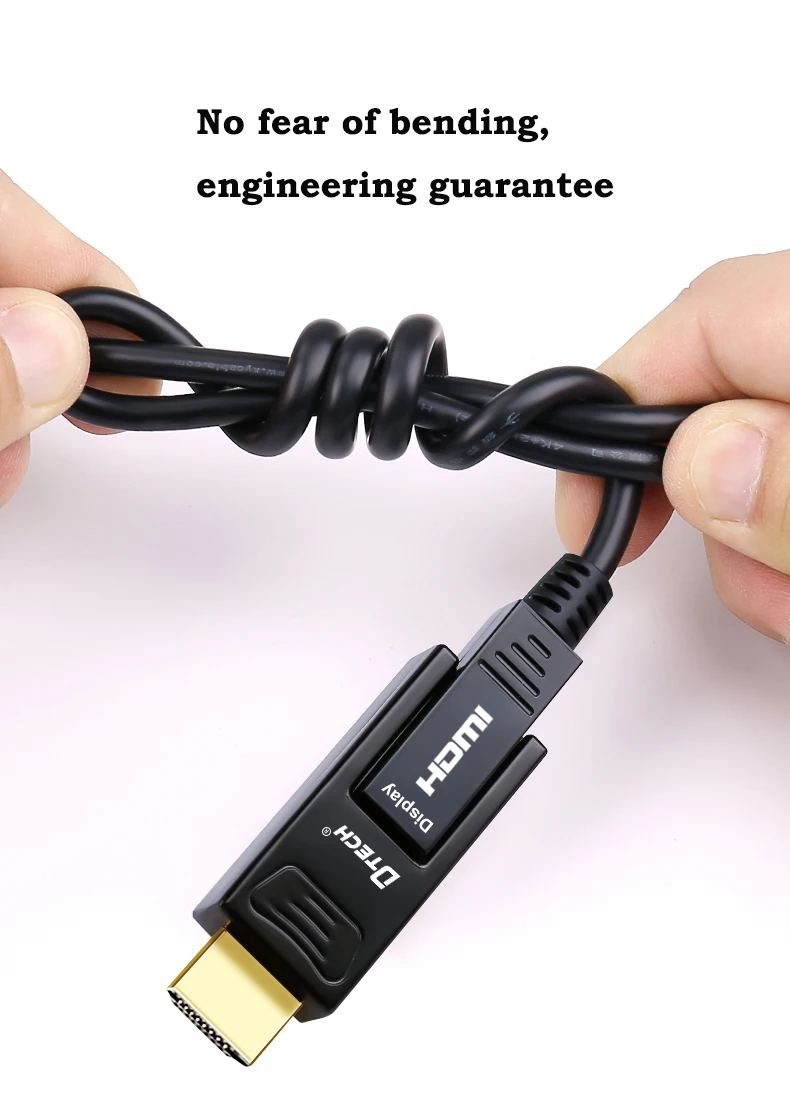 DTECH 1080p high speed lossless transmission active optical fiber 4k 3d aoc hdmi cable 100m