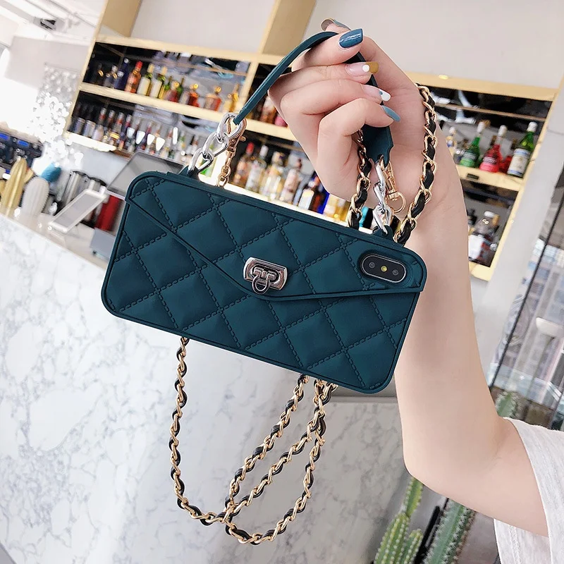 

2021 new creative luxury coin purse card bag shoulder bag silicone suitable for iPhone x xs xr 11 12 pro max mobile phone case, 10 colors