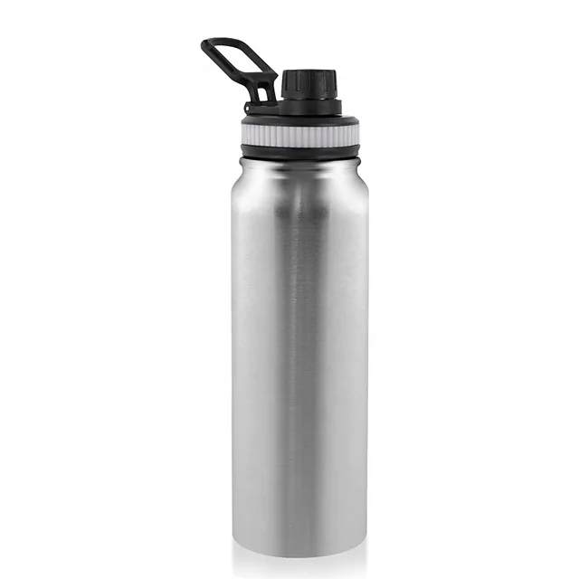 

Stainless Steel Insulated Water Bottle with Handle, 27oz 750ml Double Walled Vacuum 18/8 Thermos with Straw & Spout Lid, As pictures