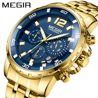 

MEGIR 2068 elegance man China watch clear Stainless steel band Luminous 3 dials Chrono all type business wristwatch manufacturer