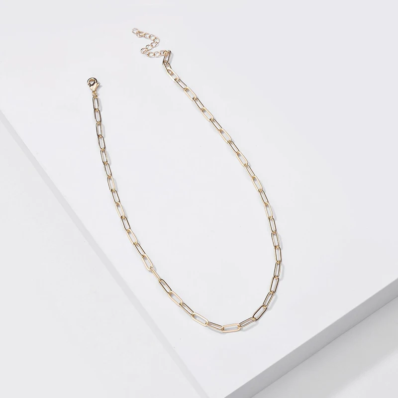 

Link Chain Paper Clip Chain Necklace Choker Collar Oval Elongated Necklace Fashion Women Wedding Party Birthday Jewelry