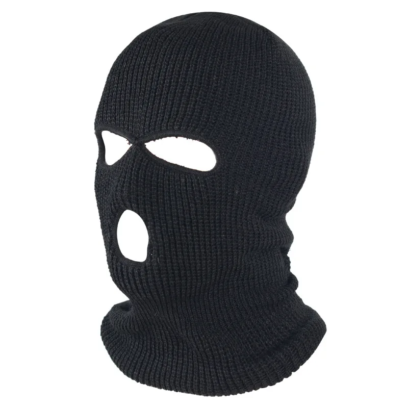 

Top Selling Custom logo 3 Hole Anti-terrorism face mask Balaclava Unisex Full Face Cover Ski Mask 2 in 1 Winter Warm hat