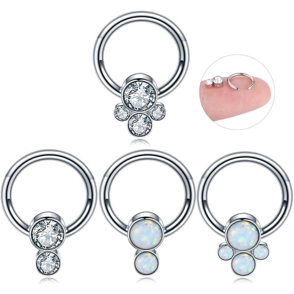

Steel Opal Ball BCR Captive Bead Rings Cartilage Tragus Hoop Rings Daith Helix Clicker Cartilage Piercing Jewelry 16G