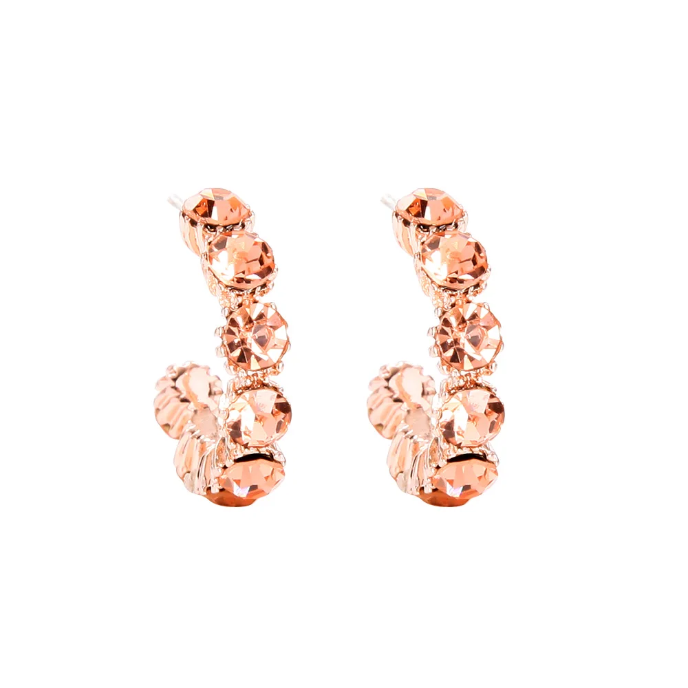 

90028 High Quality Shiny Crystal Hoop Earring Women Diamond Hoop Earrings, Gold