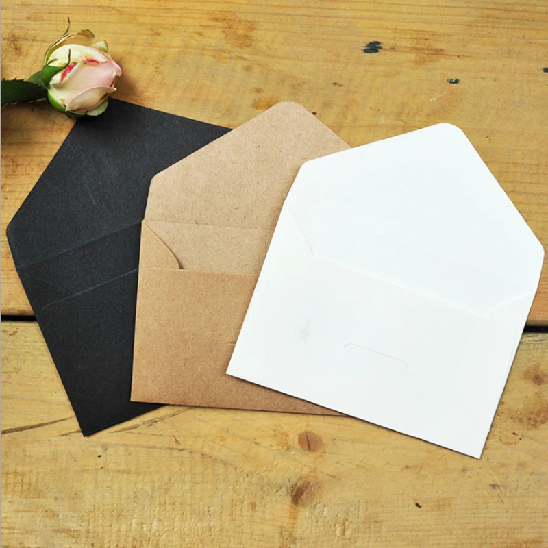 

10.5*7CM 3 Color Available Classic White Black Kraft Paper Envelopes Wallet Envelope Packaging custom your logo size design