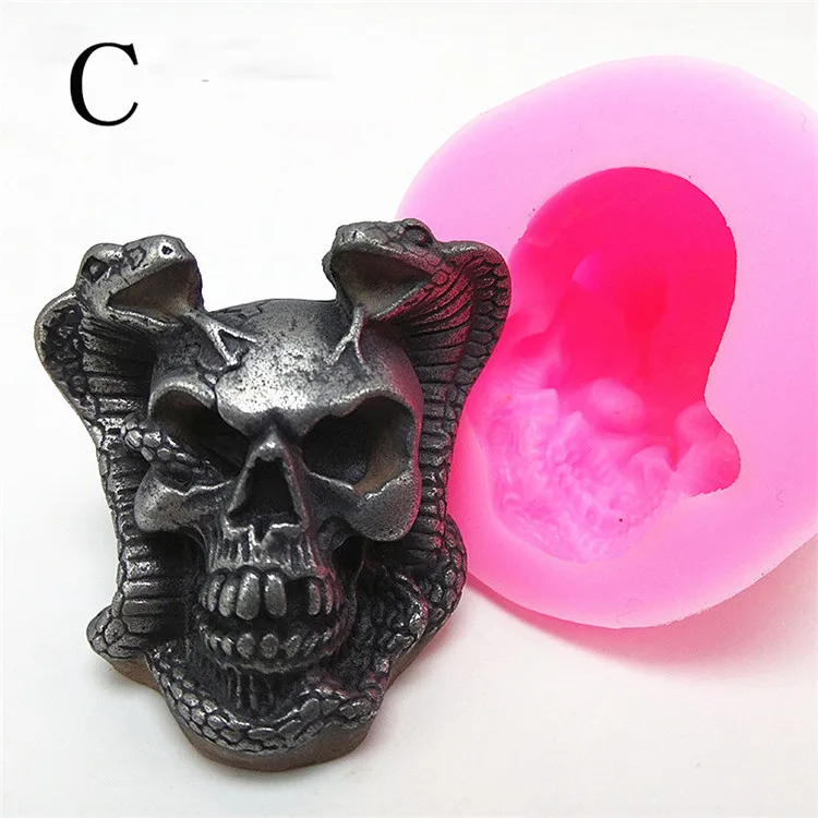 

Y3437 New design small size skeleton with snake silicone molds for resin craft making, Blue