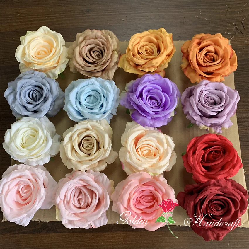 Image of QSLH-F293- Artificial flowers heads silk rose heads for flower arrangements artificial rose flower for wedding decoration