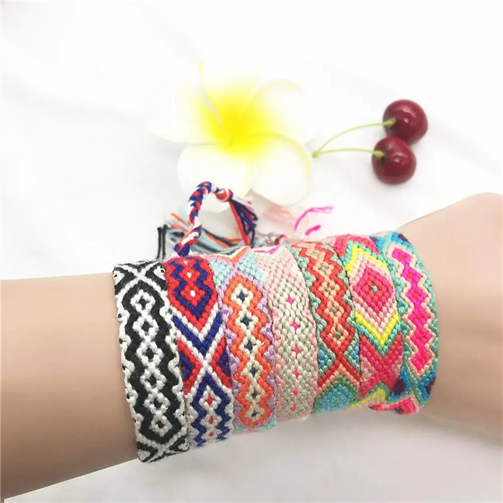 

Boho Jewelry Fabric Handmade Bohemian Women Woven Friendship Vintage Style Bracelets, 36 colors