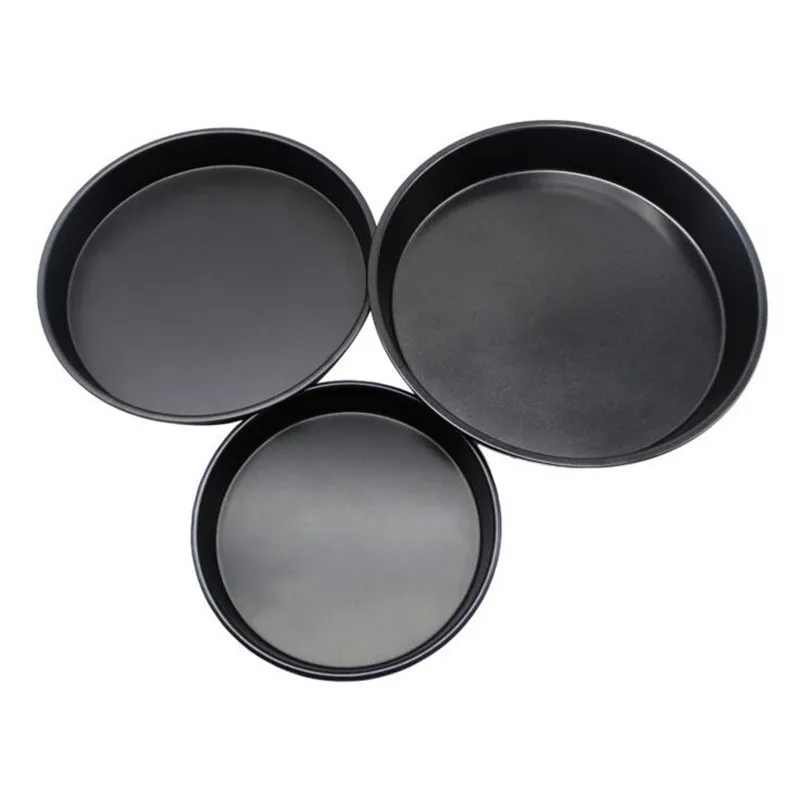 

6/8/9 Inch Carbon Steel Baking Tools Round Non-stick Pizza Pan Cake Baking Cooking Pan Kitchen Accessories, Black gold