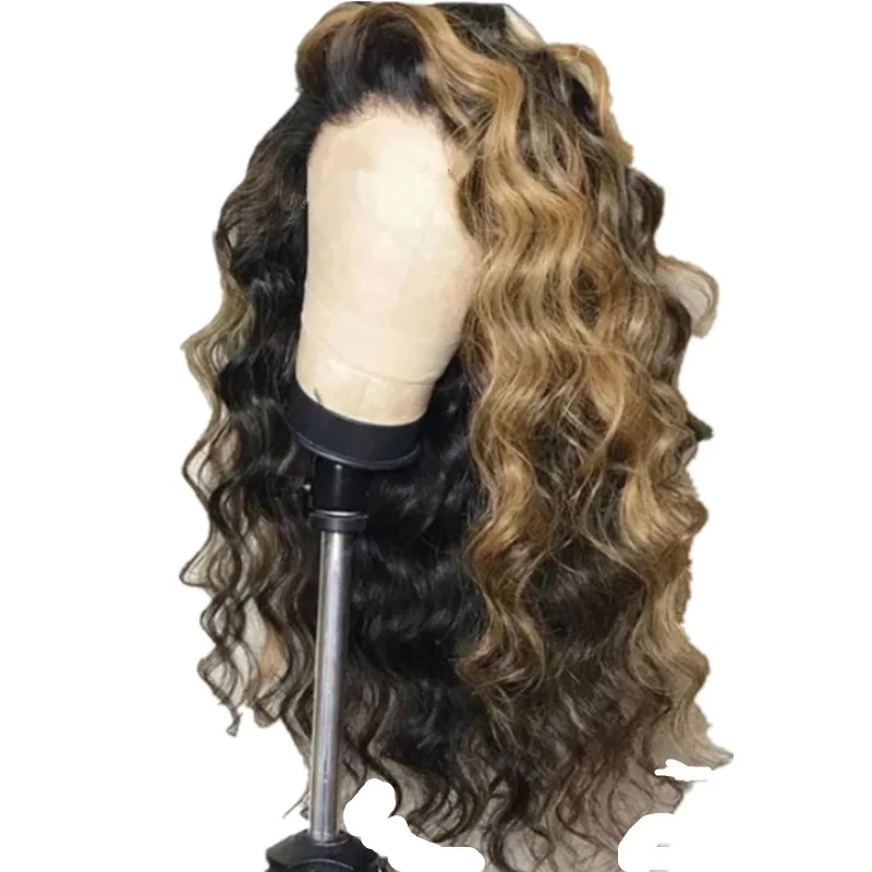 

Dropshipping Women Brown-Black Long Curly Hair Wigs Middle Part Bangs Hair Head Cover Afro Curly Hairpiece for Women