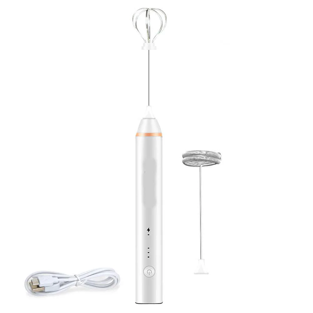 

Hot Selling Handheld Automatic USB rechargeable Stainless Steel Mini Electric Milk Frother For Coffee, White & black