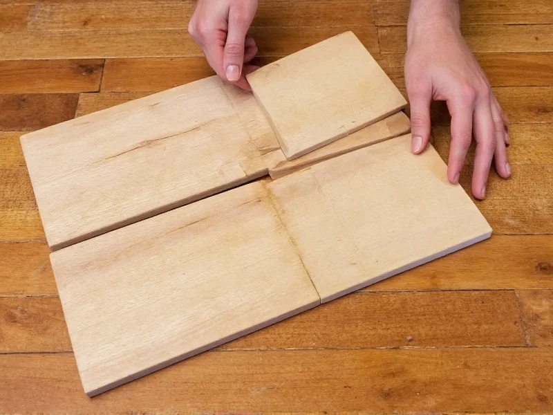 Charcuterie board assembly stages on wooden surface