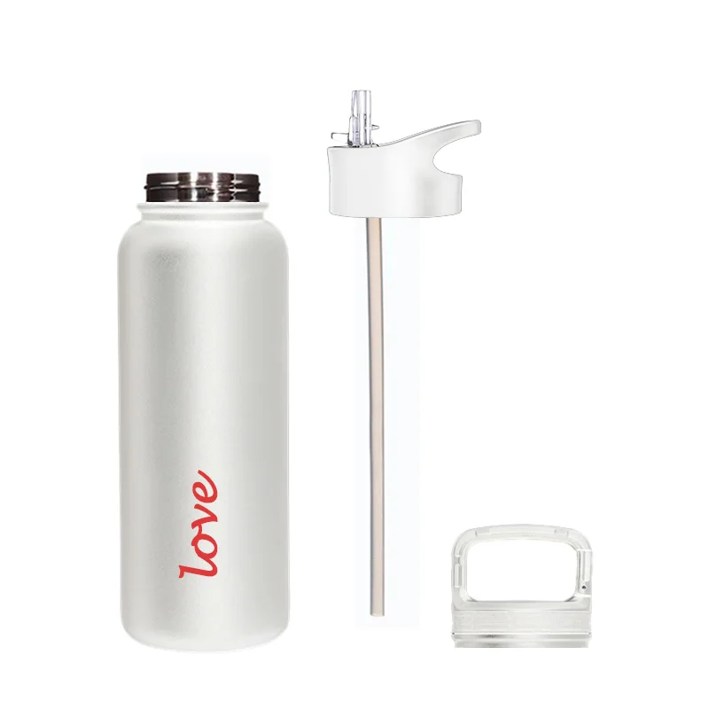 

2022 new look 500ml stainless steel insulated personalised white insulated water bottle with 2 caps, Customized color
