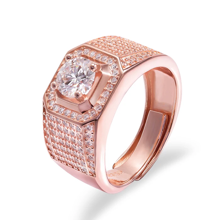 

14k 18k Diamond Moissanite Rose Gold plated Silver Engagement Wedding Jewelry Moissanite Mens Rings, Silver /rose /gloden