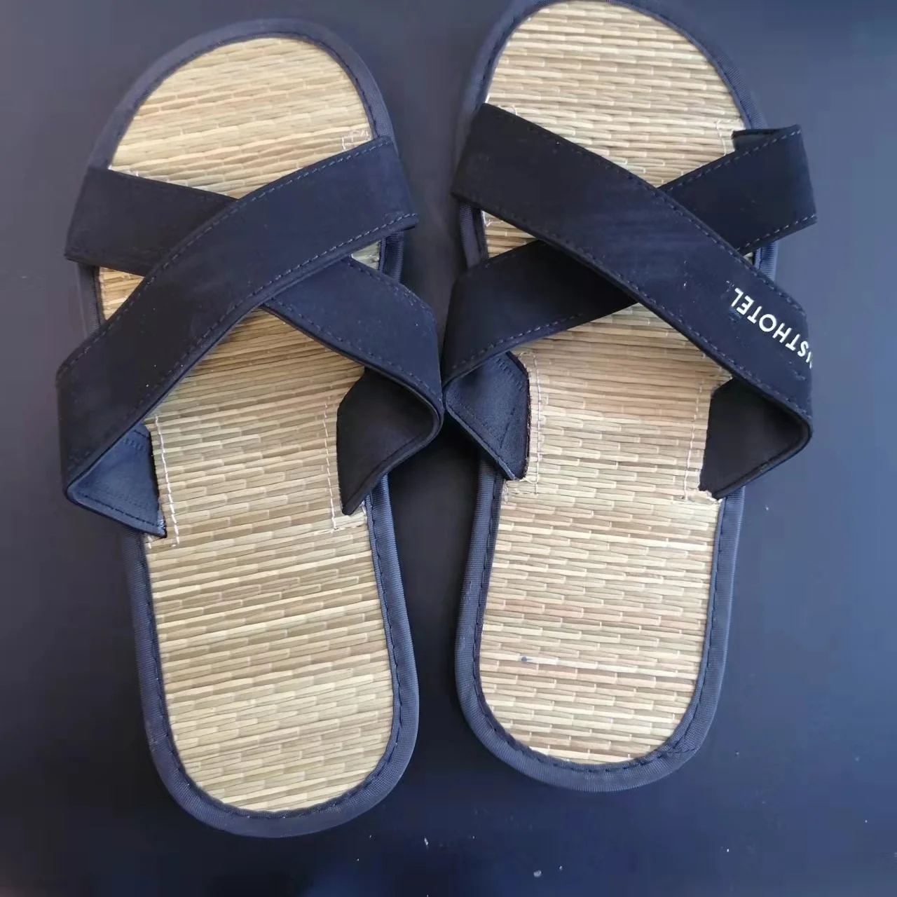 

Wholesale free size EVA hotel spa disposable slippers beach straw mat flip flops
