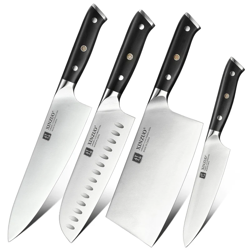 

XINZUO Modern Professional German 1.4116 steel kitchen Knives Natural Ebony wood handle Chef Knife Set