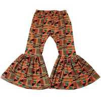 

Autumn color orange green serape kids big bell bottom pants for baby girl