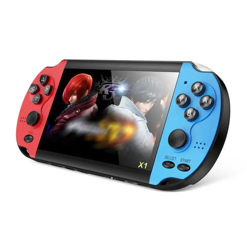 

X1 Handheld Game Console Player 4.3 Inch LCD Display 8GB Double-rocker 10000 Classic Game Retro Mini Pocket MP5 Video Game Gamer, Red blue
