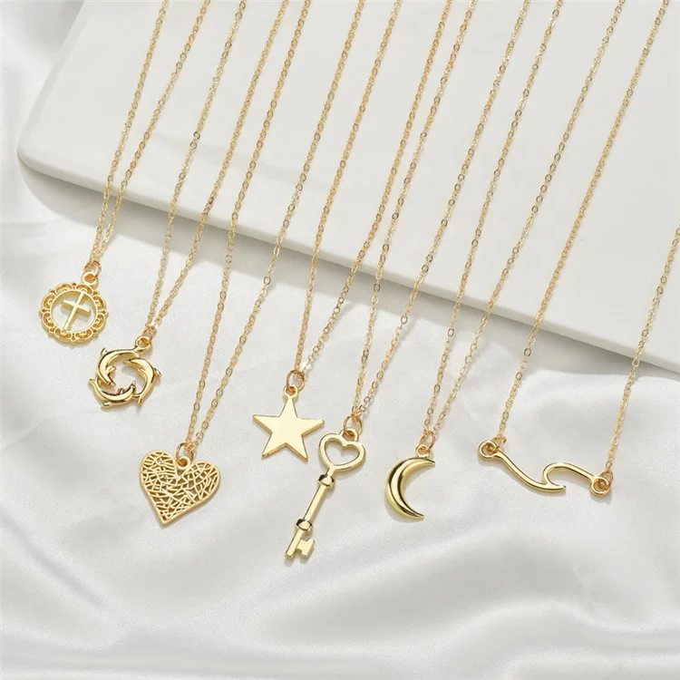 

Fashion cheap new product alloy gold plated key heart shaped choker pendant women necklace