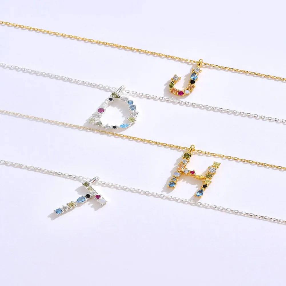 

SKMEI joyas ketting ohringe Dainty Gemstone Initial Letter Necklace 925 Sterling Silver Pave Cz 26 Letter Alphabet Necklace