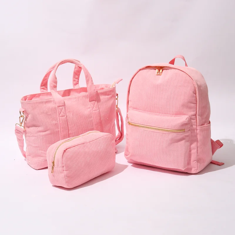 

new small MOQ can be customized corduroy backpack stock can custom Chenille letter patches backpack, Customized color