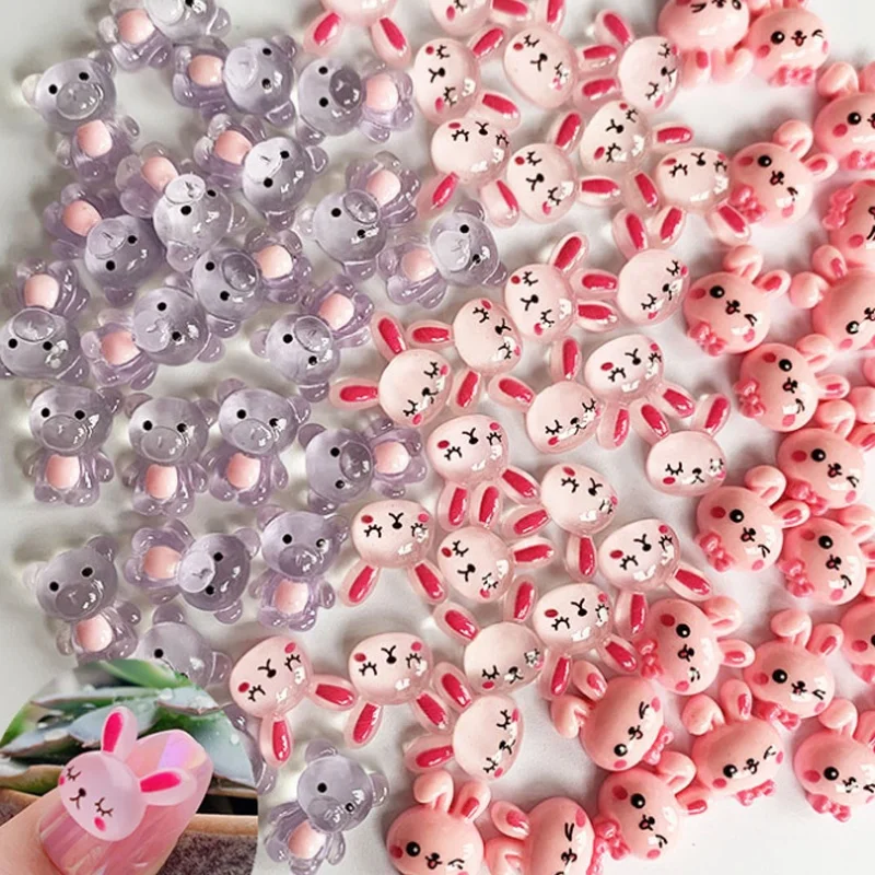 

New Cute Rabbit Small Bear Nail Art Decorations Jelly Cartoon Nails Ornaments Creative Spin Lovely DIY Manicure Accessory Decals, Customers' requirements