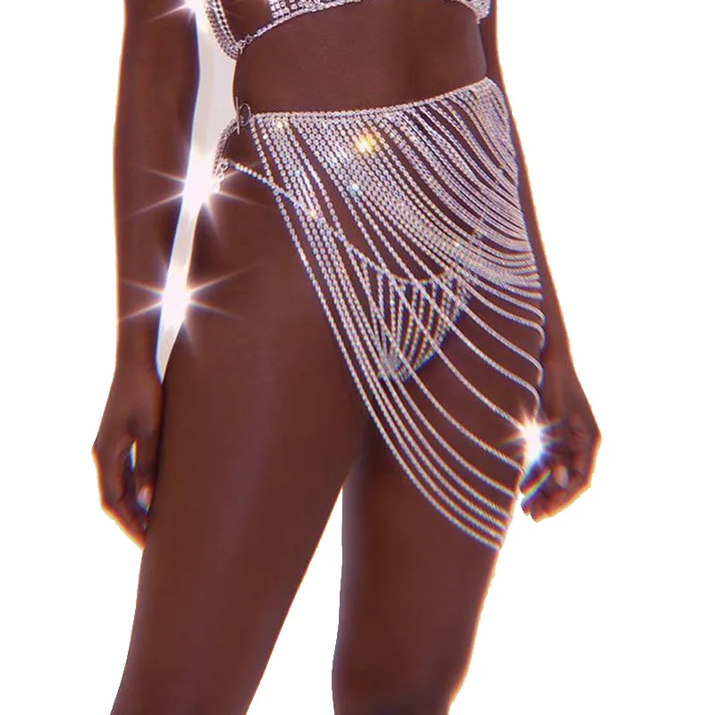 

Luxury Layered Crystal Rhinestone Skirt Dress Body Jewelry Sexy Waist Belly Chain for Women Sexy lingerie Bikini Jewelry