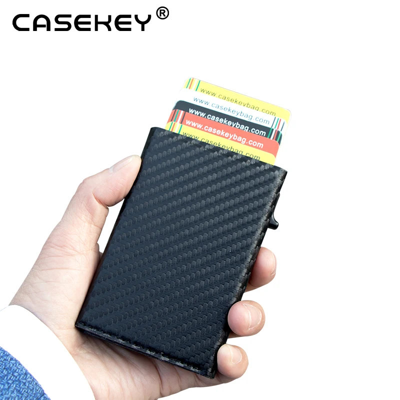 

2021 Casekey Magnetic Metal Credit Card Holder Men RFID Wallet Private Model New Extra Slim Coin Purse Zipper Case, Carbon, grey, pink, blue,