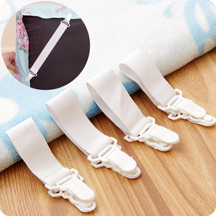 

Non Slip Sheet Fixer Holder Bedding Article Tool Fitted Bed Sheet Mattress Grippers Suspenders, White