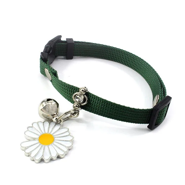 

Tide brand small medium colorful sun flower cat collar copper bell webbing daisy flower pet dog collar