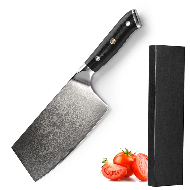 

7 inch japanese damascus steel kitchen knives butcher with G10 handle