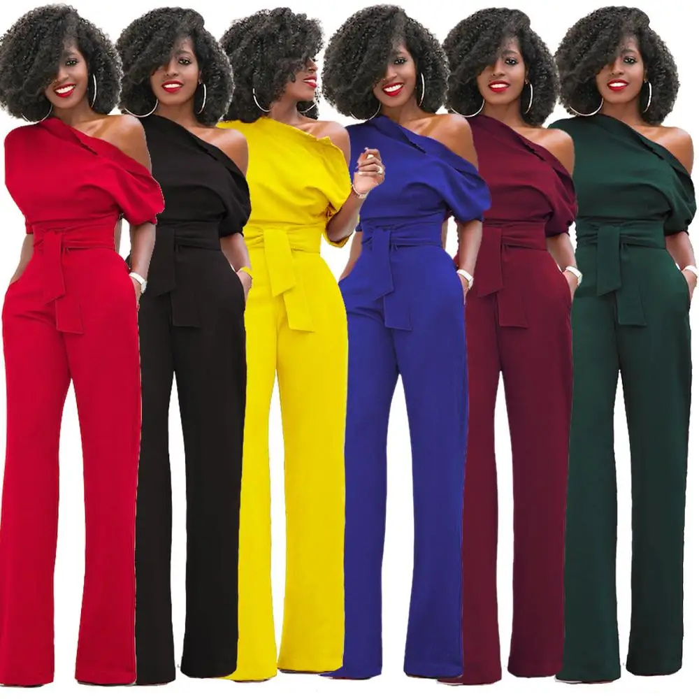 

multiple plain color office lady Fashion capable jumpsuit, Champagne