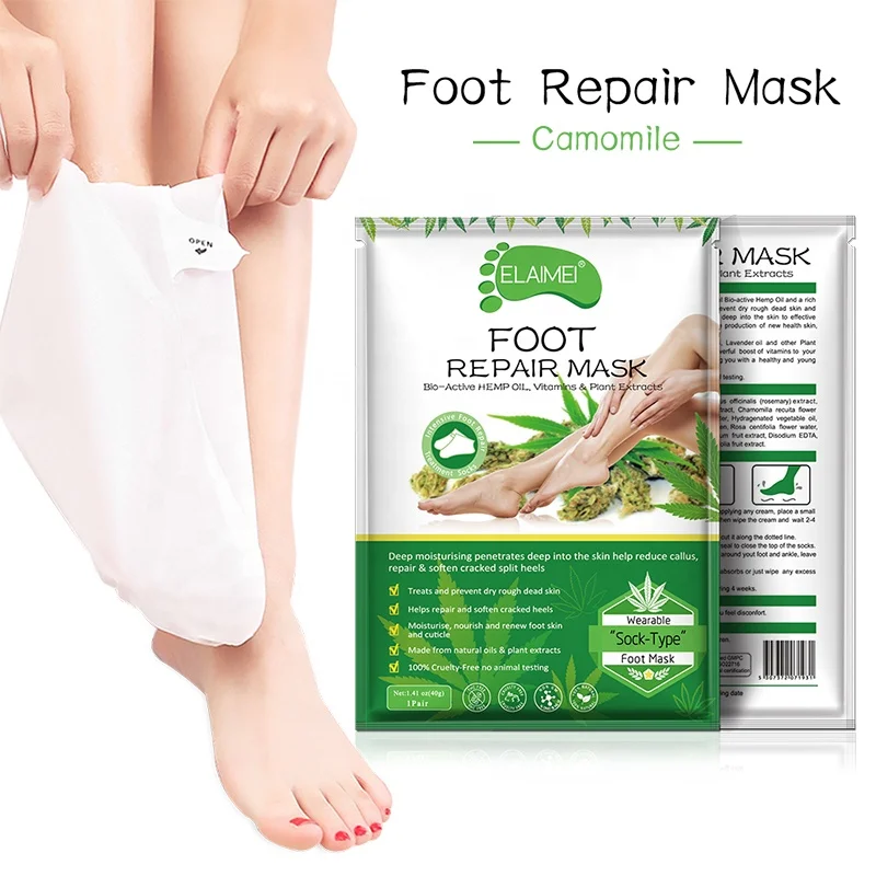 

YANMEI Wholesale Private Label 2020 Best Selling Feet Dry Skin Moisturizing Exfoliating Socks Foot Peeling Mask with hemp oil