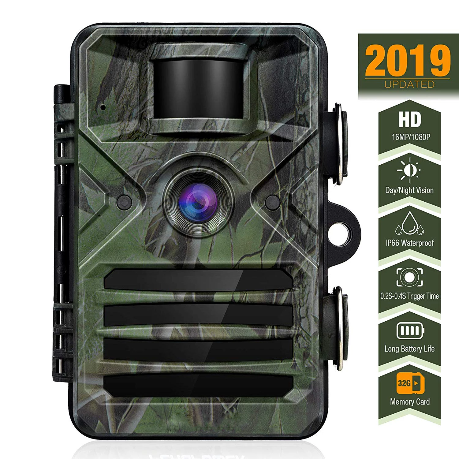 

Trail Game Camera With Night Vision Motion 16MP 1080P Hunting Camera With IP66 Waterproof 0.2S Time