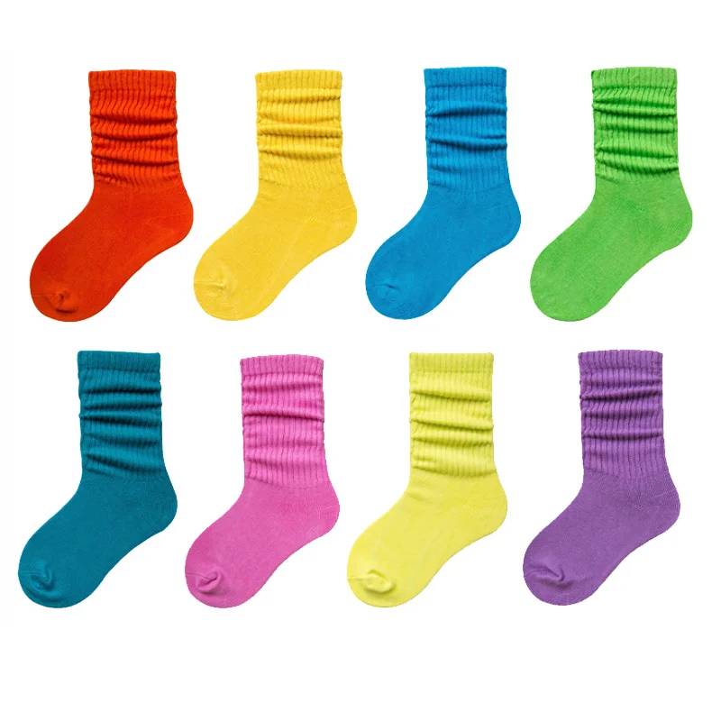 

wholesale designer mustard yellow 100% cotton toddler slouch socks kids, Custom color