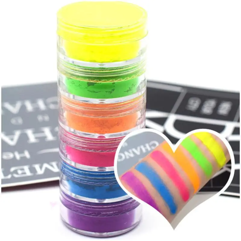 

Mixed Neon Powder 6 Colors Eyeshadow Nail Art Matte Glitter Easy to Wear Cosmetic Makeup Colorful Eye Shadow