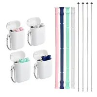 

Eco Friendly FDA Approved Reusable Silicone Straws Folding Drinking Straw