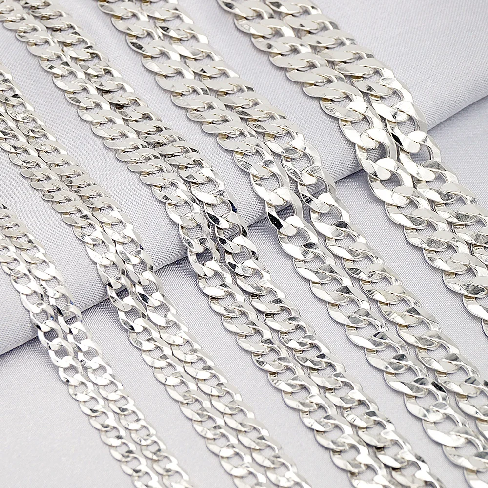 

Wholesale hot selling real 925 solid silver 4/5/6/7/8mm cuban chain necklace fashion hip hop jewelry