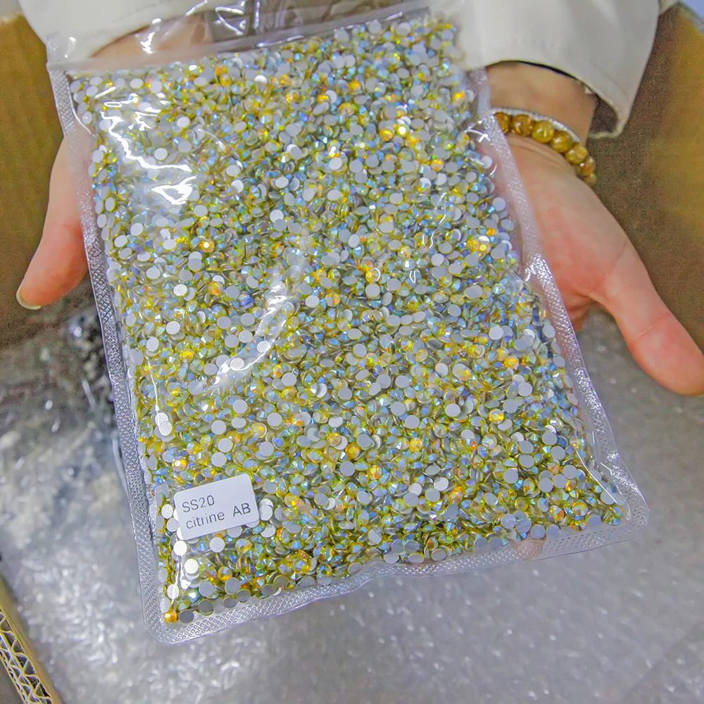 

Yantuo Wholesale Multiple Sizes Big Bag Rhinestone Crystal Stone Citrine AB Color In Bulk For Nail