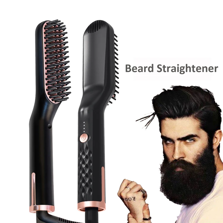 

Amazon supplier portable Beard Straightening Heat Brush Dual Voltage 110V-240V mini BEARD STRAIGHTENER COMB, Black;white and as you required