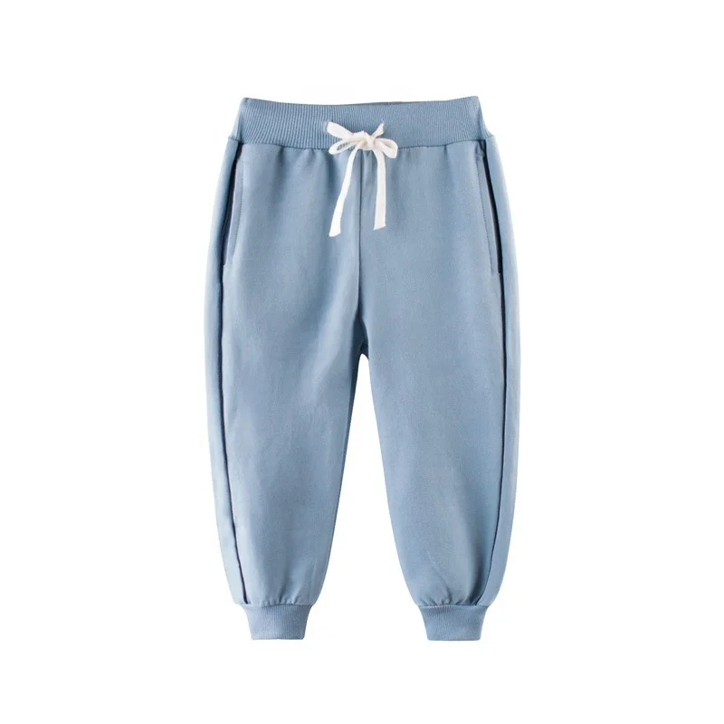 

B60782A New spring 2019 boy's sports pants pure cotton simple and thin pants, Gray/light blue/dark blue/green