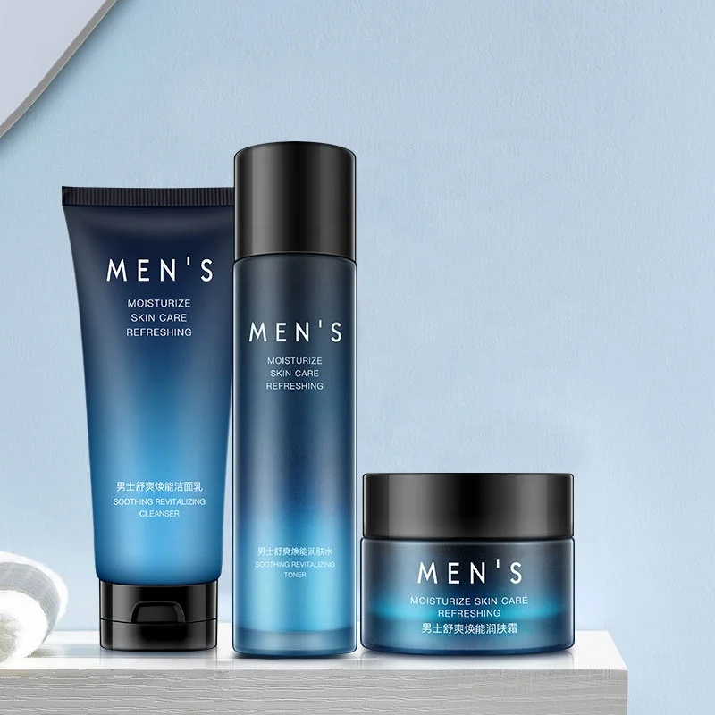 

In Stock Wholesale Cool Rejuvenating Emollient Men's Skin Care Three Piece - Private Label Men's Facial Skincare Products
