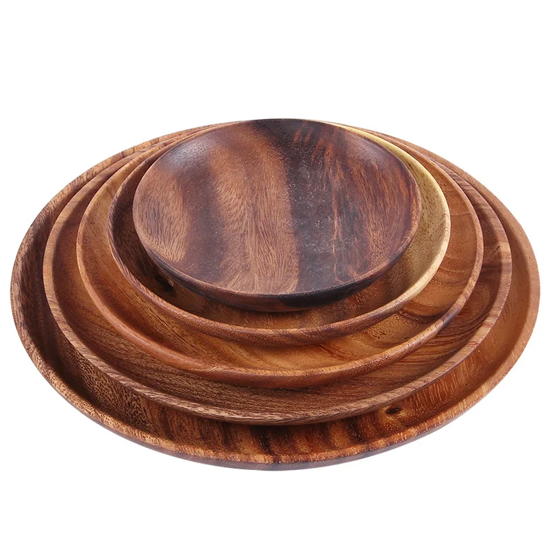 

4.1Inch Round Wood Plates Acacia Wood Dinner Plates, , Easy Cleaning & Lightweight for Dishes Snack, Dessert, Unbre, Tea