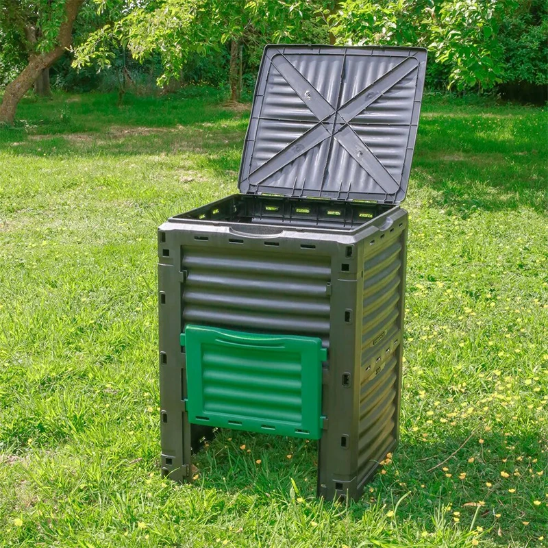 

Green Black Compost Bin Design Hot Selling HDPE Model New Color New Garden Accessories with Hinged Lid 300liter, Black or green