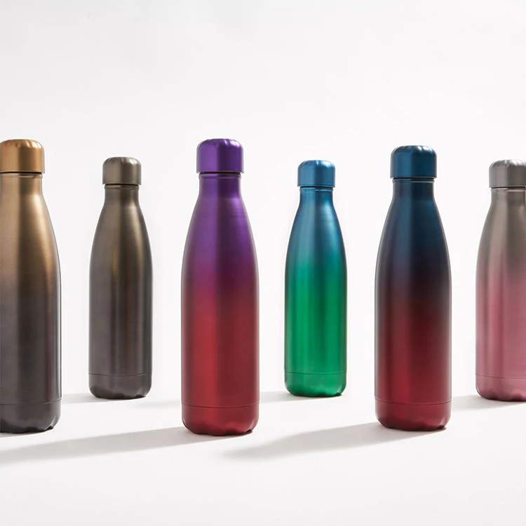 

color changing 18 8 stainless steel cola vacuum flask double wall sport water bottle with custom logo, Customized color