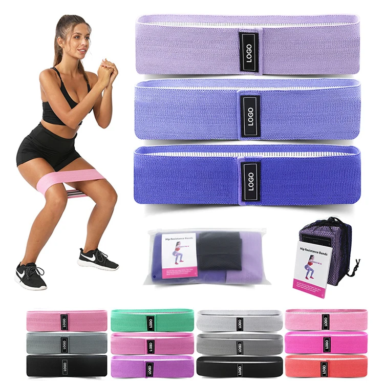 

Mini exercise custom blue dropshipping leg fabric resistance bands yoga booty hip band stretch pack set of 3